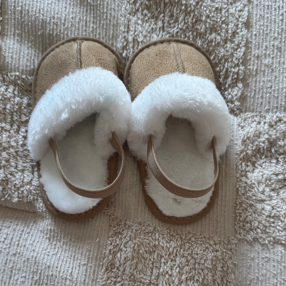 Adorable Tan and White Baby Slippers